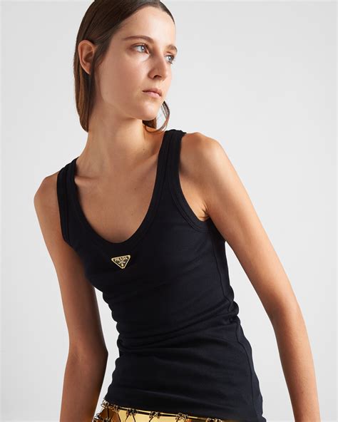 prada cotton tank top|Prada black tank top.